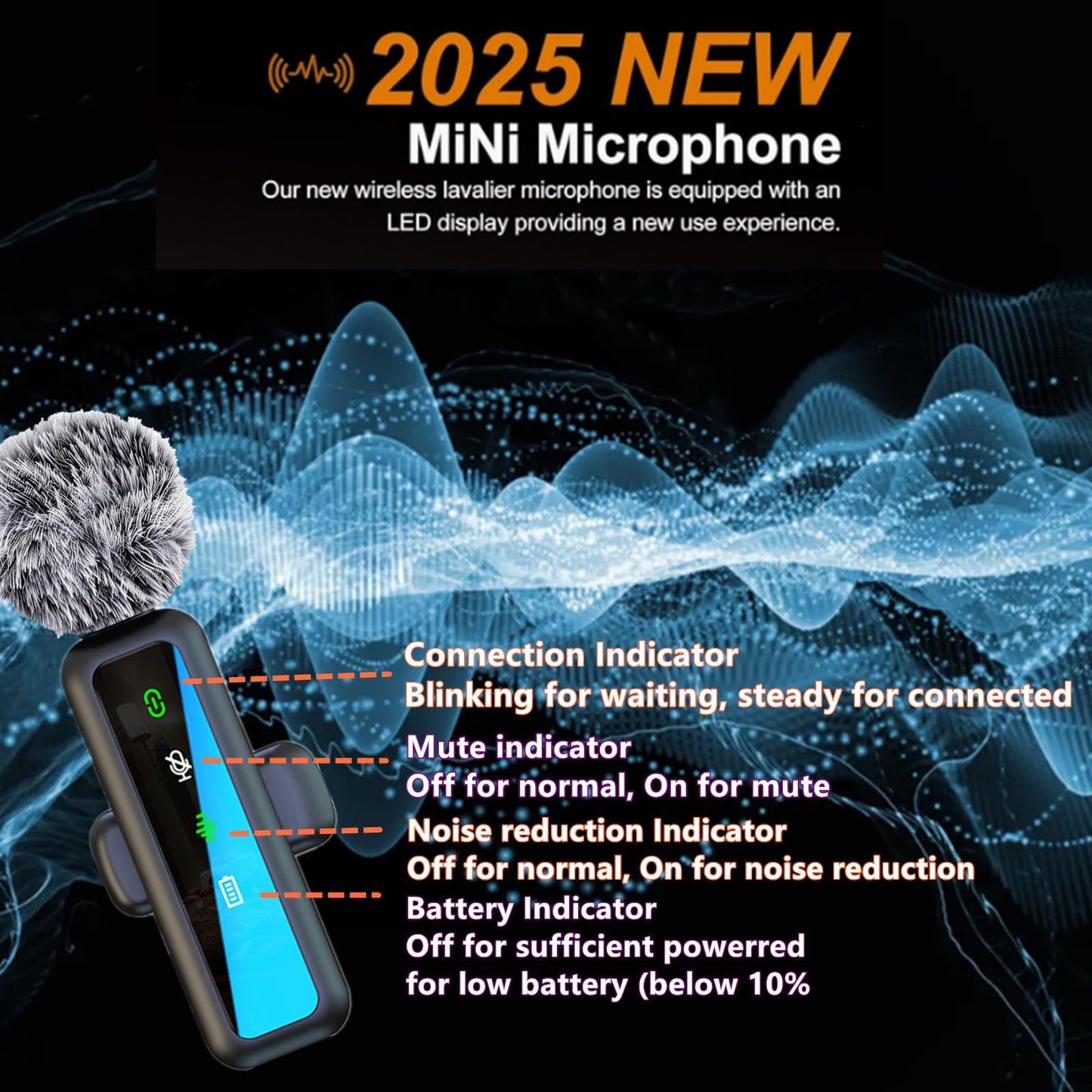 Wireless Lavalier Microphone for iPhone - iPad, Android Phone Computer, Mini Microphone for Live Streaming, Video Recording, Outdoor or Indoor