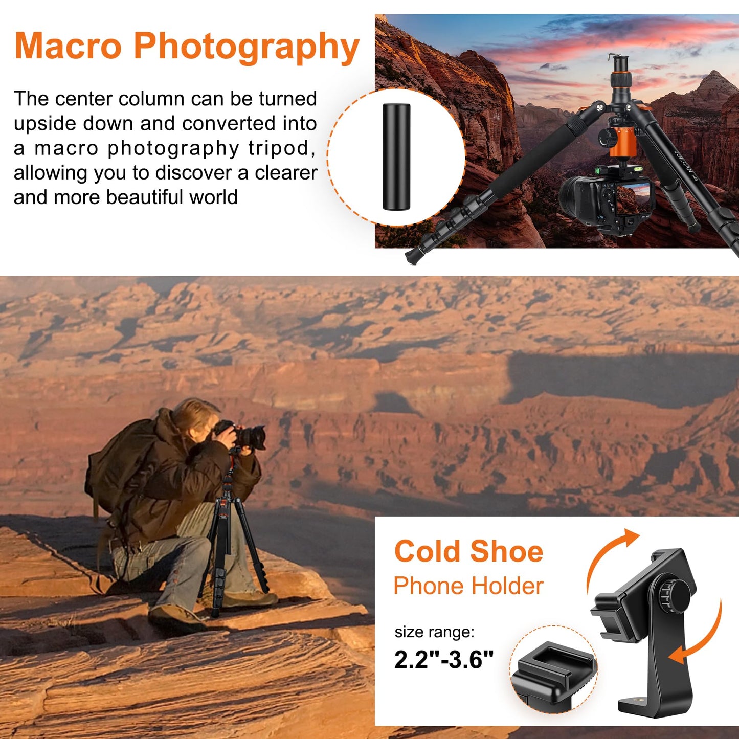 JOILCAN Tripod for Camera, 81" Aluminum Camera Tripod Stand, 83" DSLR Tripods & Monopods, Heavy Duty Travel Tripod for Binoculars Spotting Scope