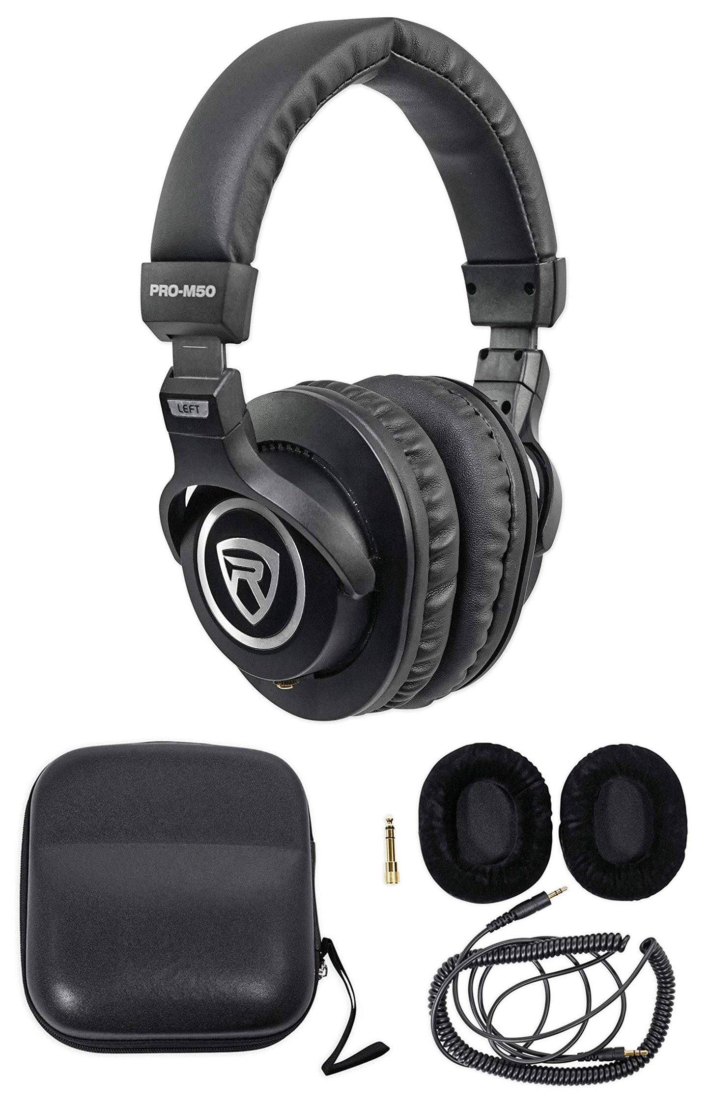 Rockville RMC-XLR Bundle: Handheld DJ Microphone, Two Cables, PRO-M50 Studio Headphones, Case, RDMS7 Desktop Mic Stand, 11.8 in Gooseneck, RXLR-AUX 10