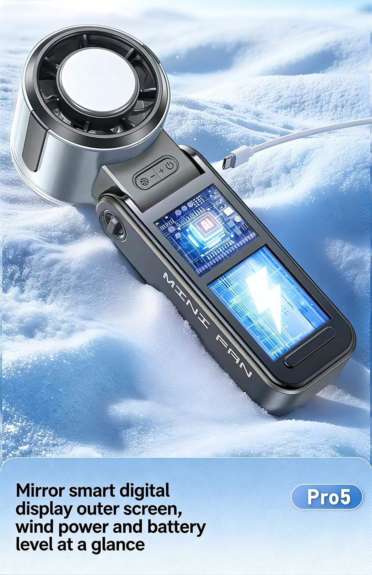KUHONFIT Handheld Turbo cooling fan,100 Stepless Wind Speed Control, Battery Operated, Up to 12 Working Hours, portable handheld air cooler Fans