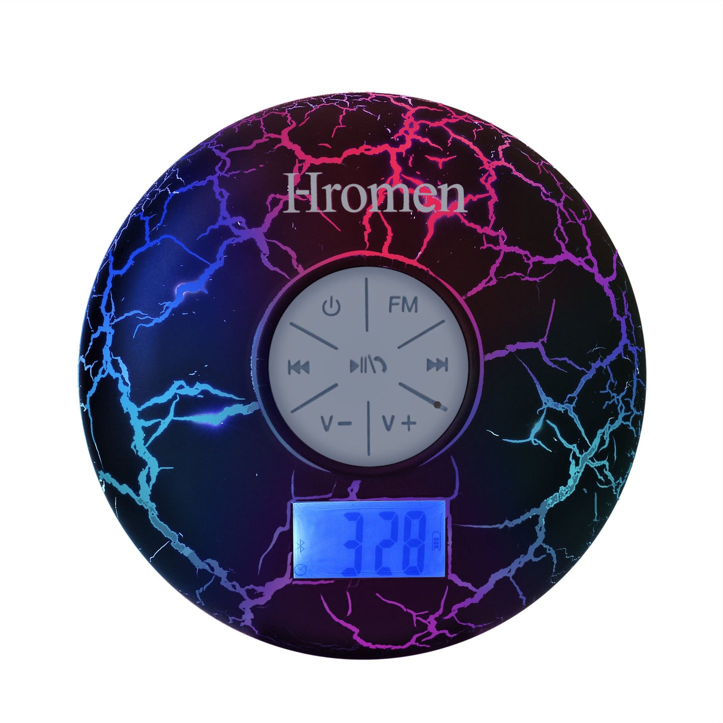 HROMEN Bluetooth Speaker,2nd Gen IPX7 Waterproof Bluetooth Speakers, Bathroom Shower Speaker,Wireless Cool Cracking Backlit, Suction Cup,Outdoor