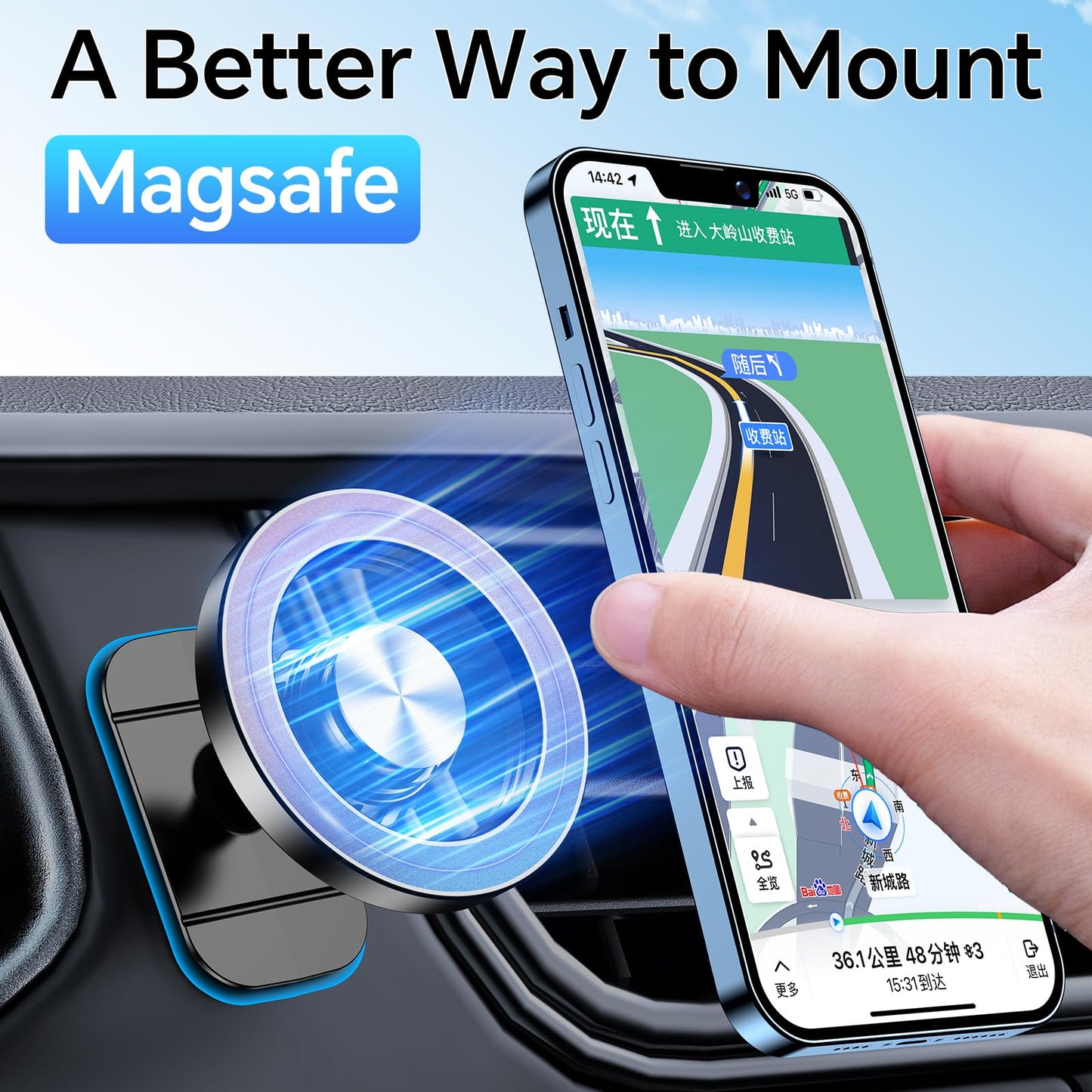 for Magsafe Car Mount Vent?20 Strong Magnets?for iPhone Magnetic Car Mount?360°?Cell Phone Mount for Car?Hands Free?Air Vent Phone Holders for Your