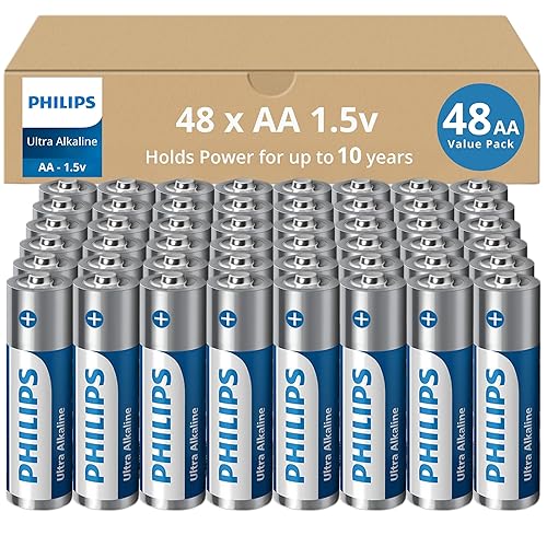 PHILIPS AA Batteries 48 Pack | 1.5v Ultra Alkaline Double A Battery | 132% More Power Then Industry Standard | Long-Lasting | 10-Year Shelf Life…