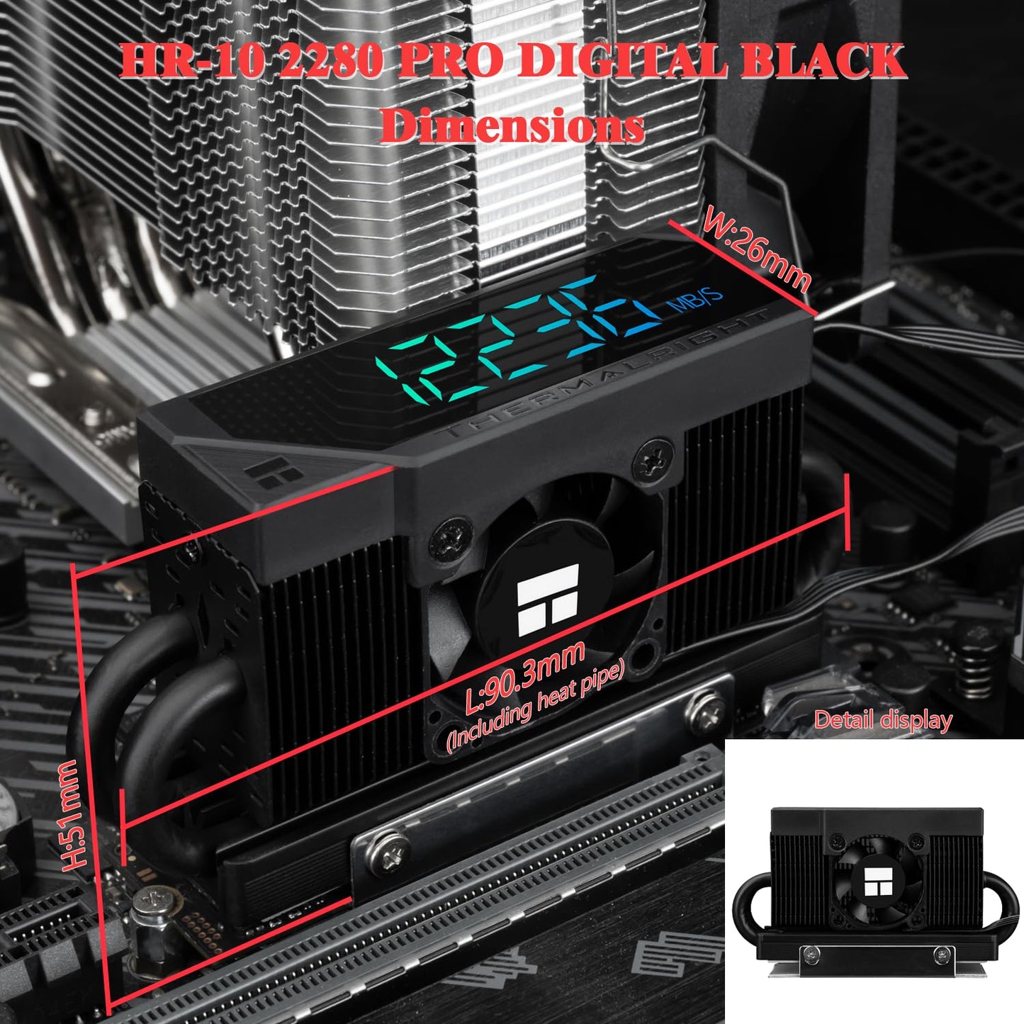 Thermalright HR10 2280 PRO Digital Black Customized for 2280 Specification M.2 Solid State Drive-Perfect Adaptation and Excellent Cooling