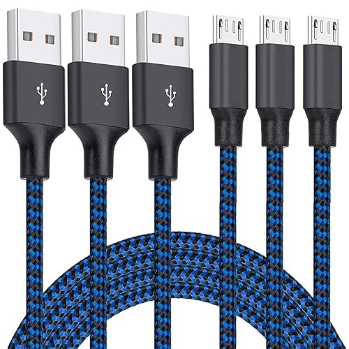 Micro USB Cable, 3Pack 10FT Android Charger Cable Long Nylon Braided Sync and Fast Charging Cord Compatible with Samsung Galaxy S7 S6 Edge, Android