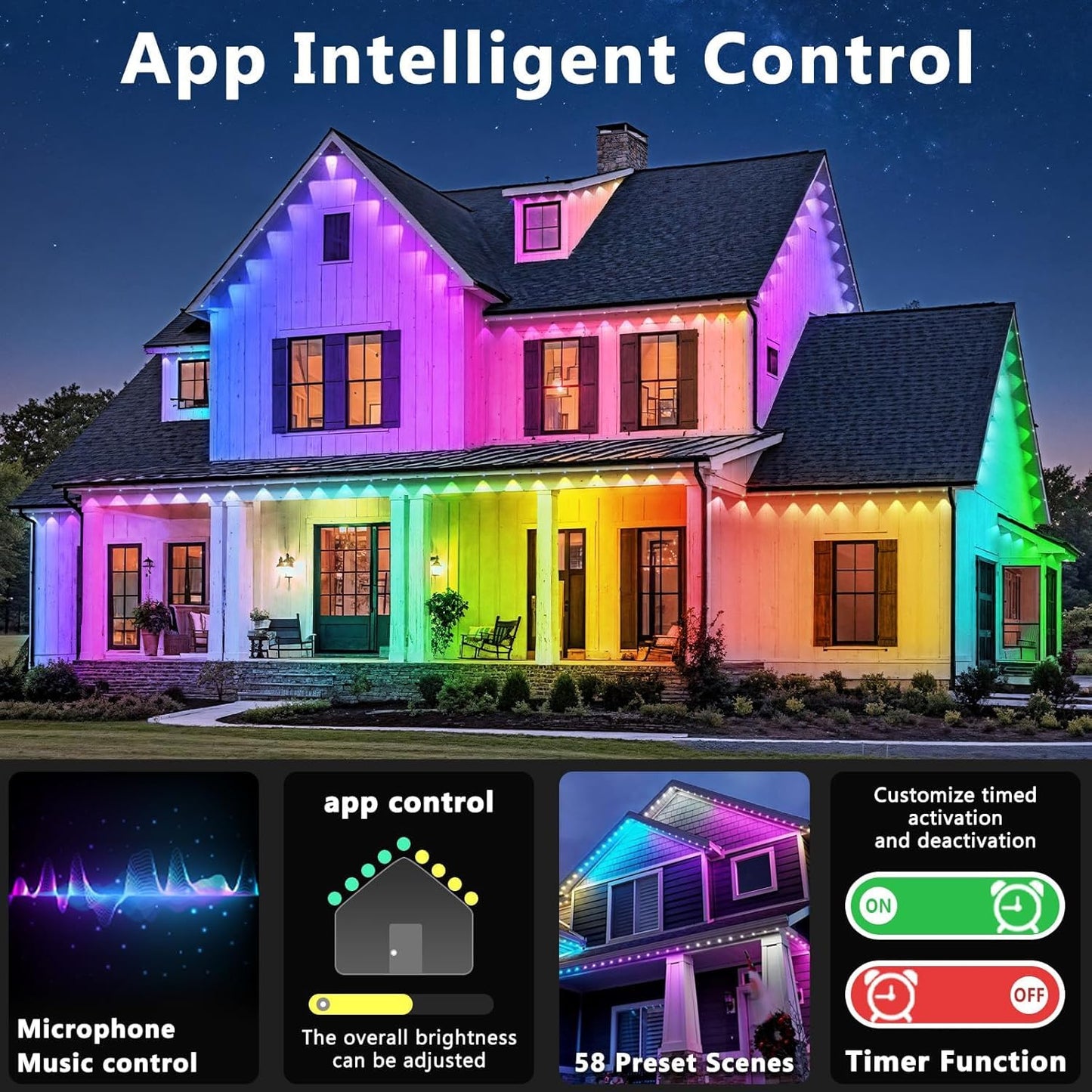 LETIANPAI 300FT Permanent Outdoor Lights,RGB Eaves Light with App Control Remote,DIY Scene Modes IP67 Waterproof Under Eave Lighting,Outdoor Lights