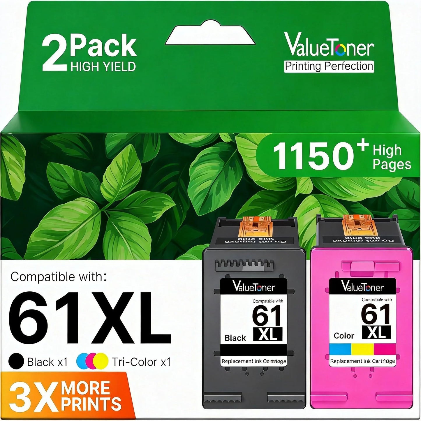 Valuetoner 61XL Ink Cartridges Replacement for HP 61 Ink Cartridge Combo Pack 61XL Works with HP Envy 4500 4502 5530 Deskjet 2540 3510 OfficeJet 4630