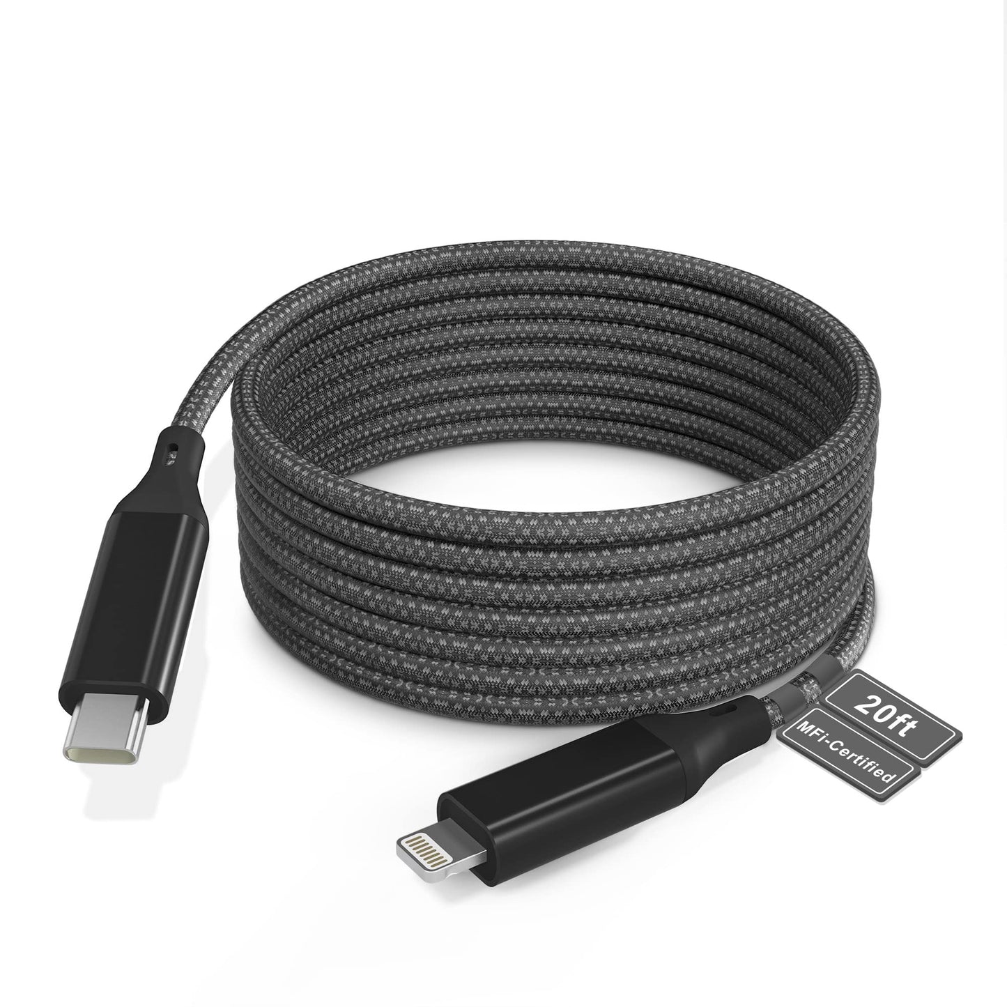 Extra Long USB C to Lightning Cable 20Ft/6M [Apple MFi Certified] iPhone Fast Charger Cable USB-C Power Delivery Fast Charging Cord 3A (max)…