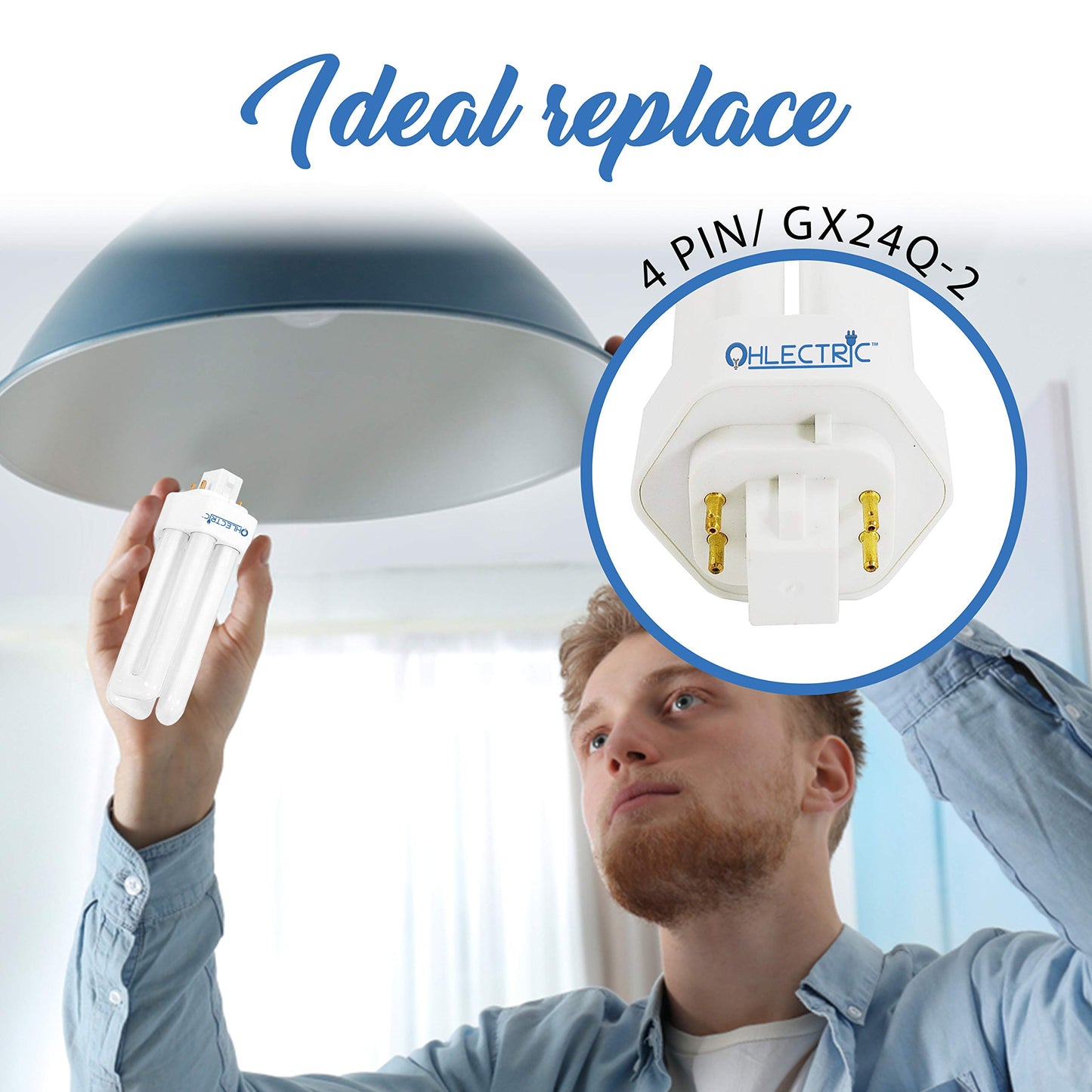 OHLECTRIC Fluorescent Light Bulb - 32 Watt Smart Fluorescent Light Bulb - 4 Pins Compact Fluorescent Light Bulb - Long-Life and Energy-Saving Amalgam