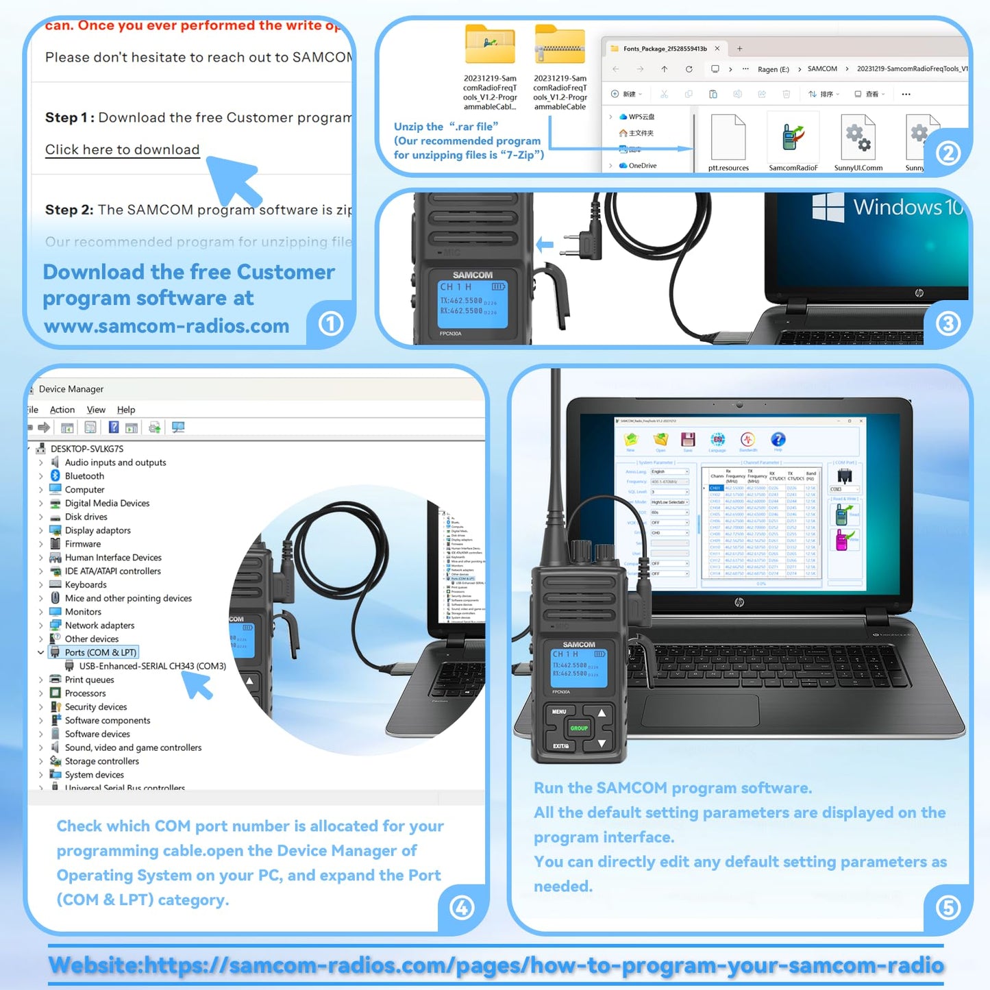 SAMCOM Radio Programming Cable USB Plug & Play No Driver Needed for Windows System Compatible FPCN30A FPCN10A Two Way Radio
