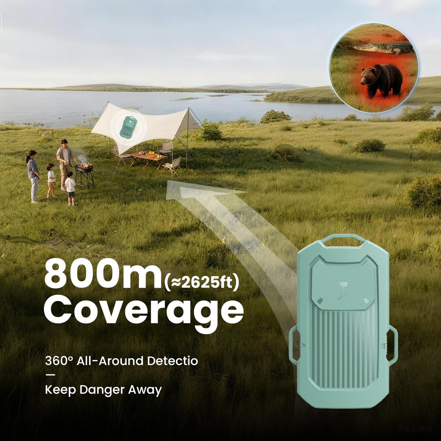 Camping Radar Security Alarm,Wireless Perimeter Alarm,Rechargeable Motion Sensor Trip Alarm,1/2 Mile Range,Waterproof System for Outdoor