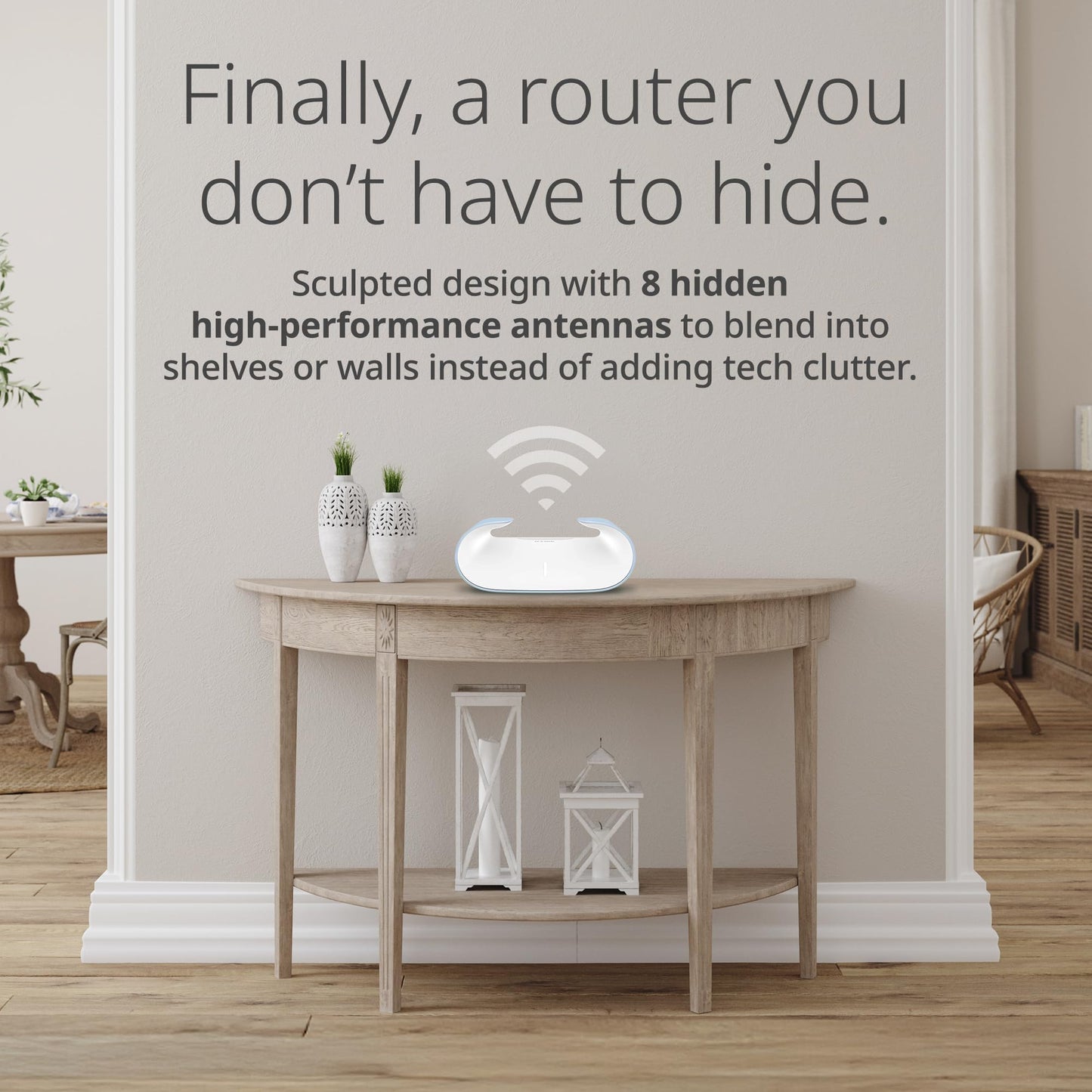D-Link M60 AX6000 WiFi 6 Mesh Router-Sculpted Décor Ready Design-2.5 Gbps WAN + 4× Gbps LAN-Gaming/Streaming/Internet-Long Range Wireless Self