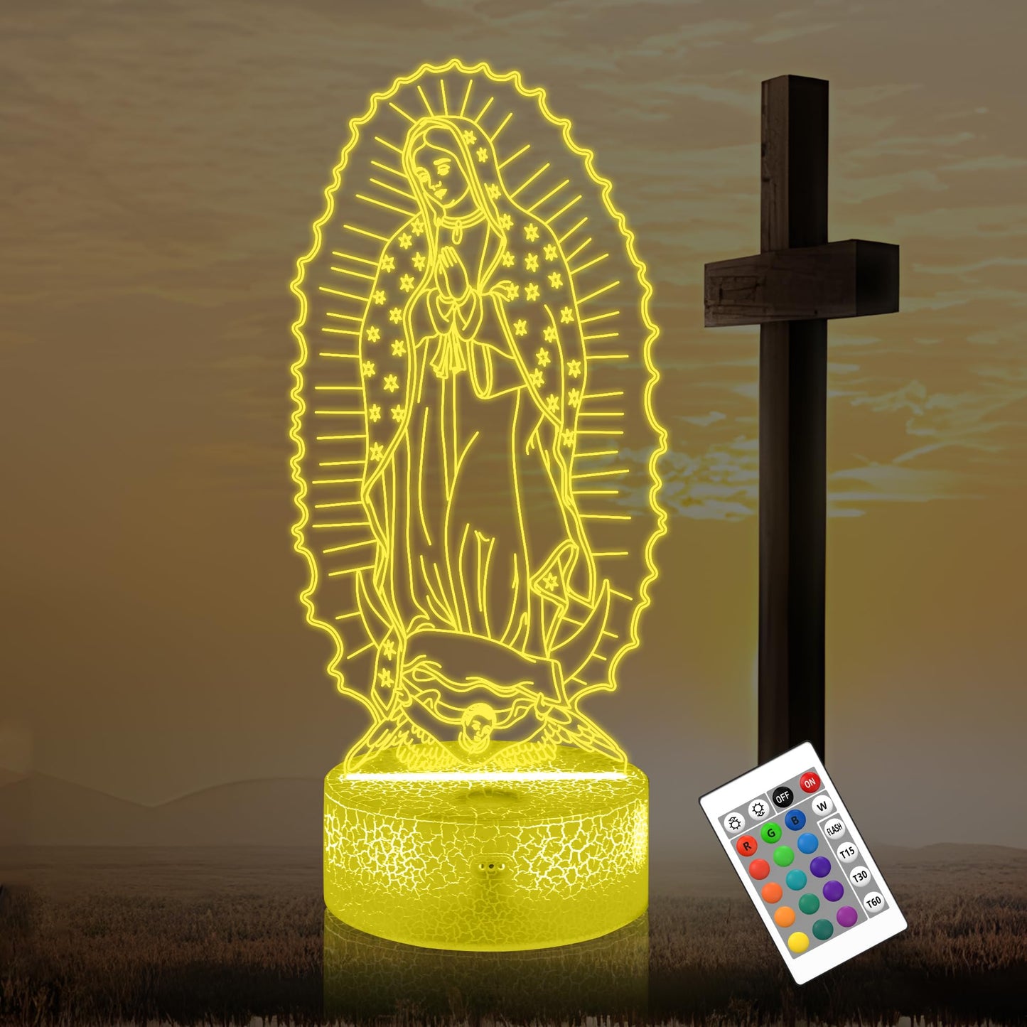 OkiyiD Catholic Gifts for Women, Virgin Mary 3D Illusion Lamp LED Night Light for Catholic Decor, Unique Religious Christian Believers Blessings Gift