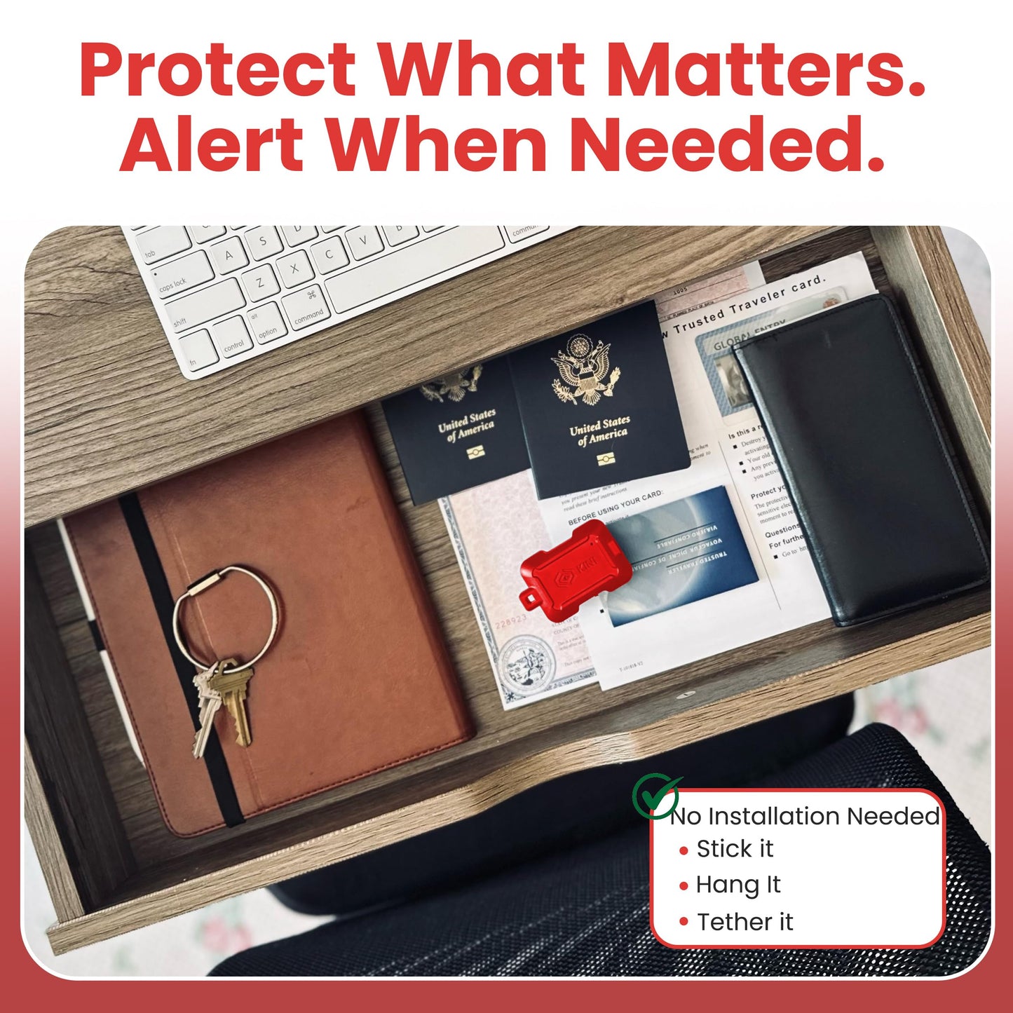 Instant Kini Safe Alert Wi-Fi Motion Sensor Alarm - Real-time SMS, Email, IFTTT - Great for Gun Safes, Cabinets, Office - Easy Install, No