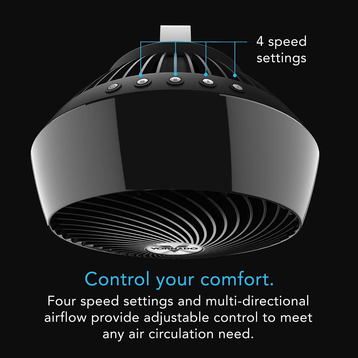 Vornado 660 Large Air Circulator Fan, 4 Speed, Adjustable Tilt, Black