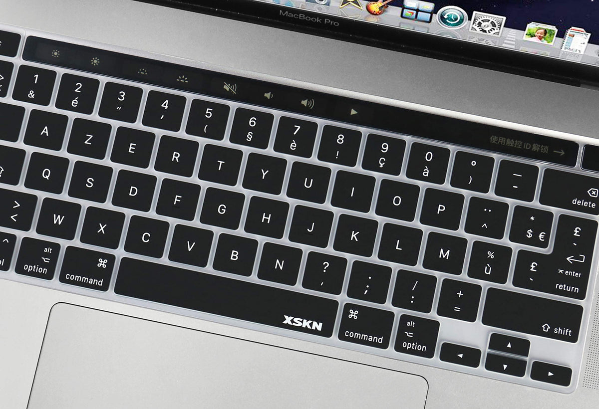 XSKN French Language Black Silicone Keyboard Cover Skin for Touch Bar Models 2019 New MacBook Pro 16 inch A2141 2020 New MacBook Pro 13.3 inch A2251