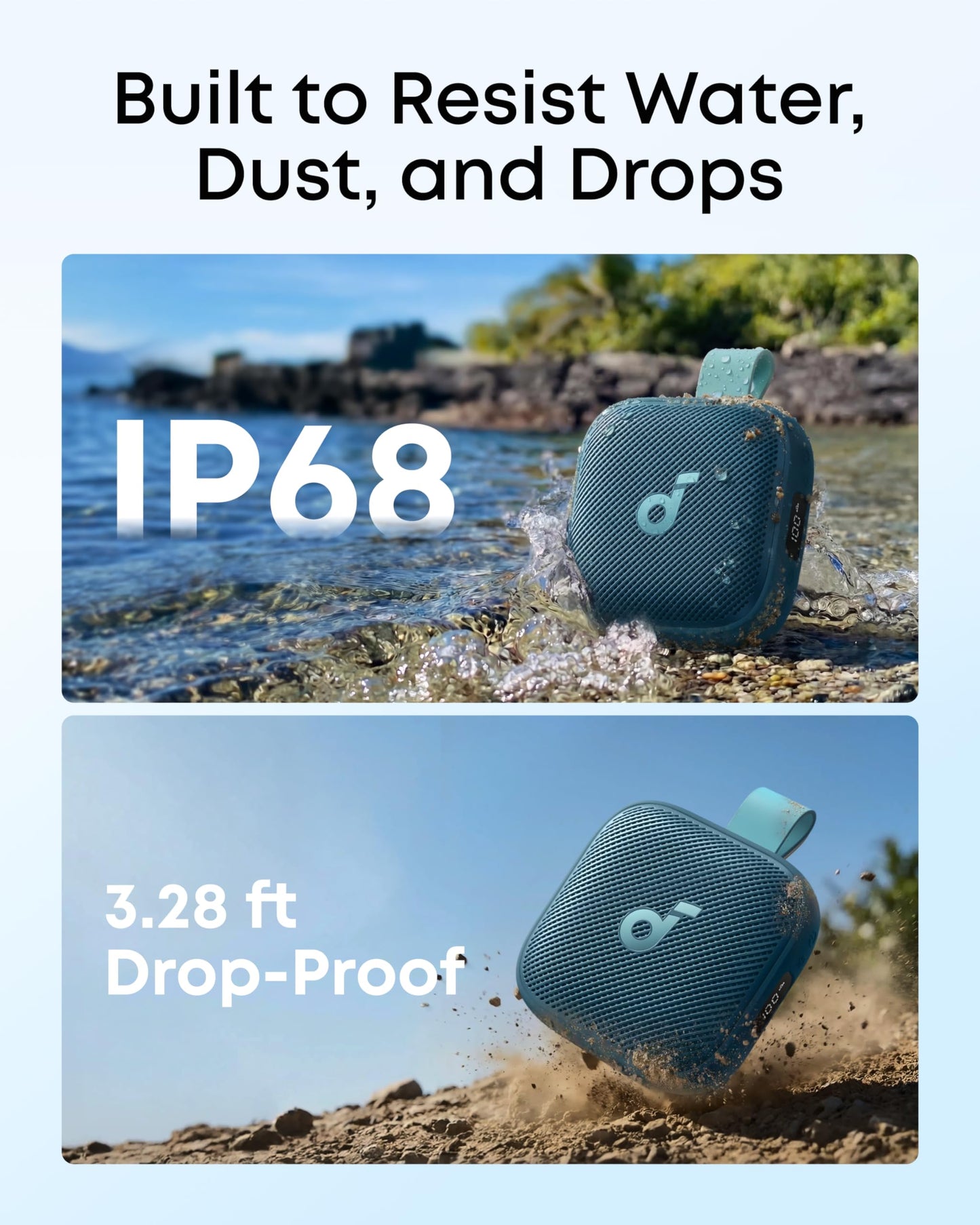 Soundcore Boom Go 3i Portable Bluetooth Speaker by Anker, 15W Punchy Sound, 24H Playtime, IP68, BassUp 2.0, Emergency Charging, Bluetooth 6.0