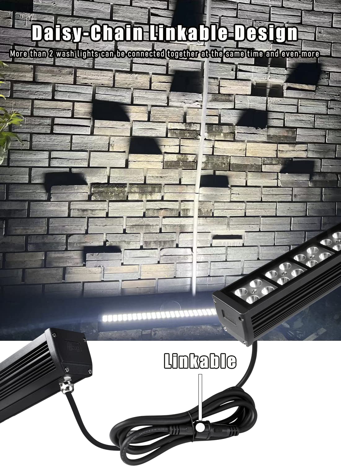 10x60' New Upgraded Wall Washer LED Lights, 72W 5000K Daylight Wall Wash Lighting, Linkable 120V LED Light Bar, IP65 Waterproof, 3.2ft/40