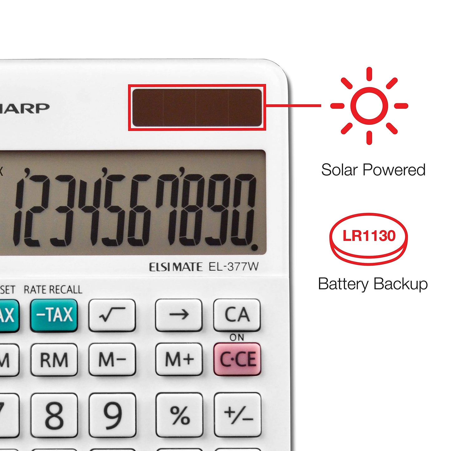 Sharp EL377WB EL-377WB Large Pocket Calculator, 10-Digit LCD