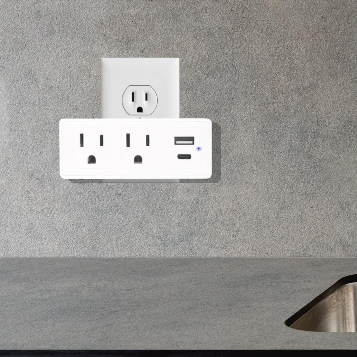 Multi Plug Wall Outlet Surge Protector with USB Ports - 2 Outlet Extender with 2 USB Ports (1 USB-C) - 300J Power Strip with Adapter Spaced Outlets
