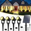 T-SUN Solar Spotlights, 4-in-1 Solar Landscape Spot Lights Outdoor Waterproof Auto ON/Off 5W Separate Solar Panel LED Lights, Solar Lights for Garden
