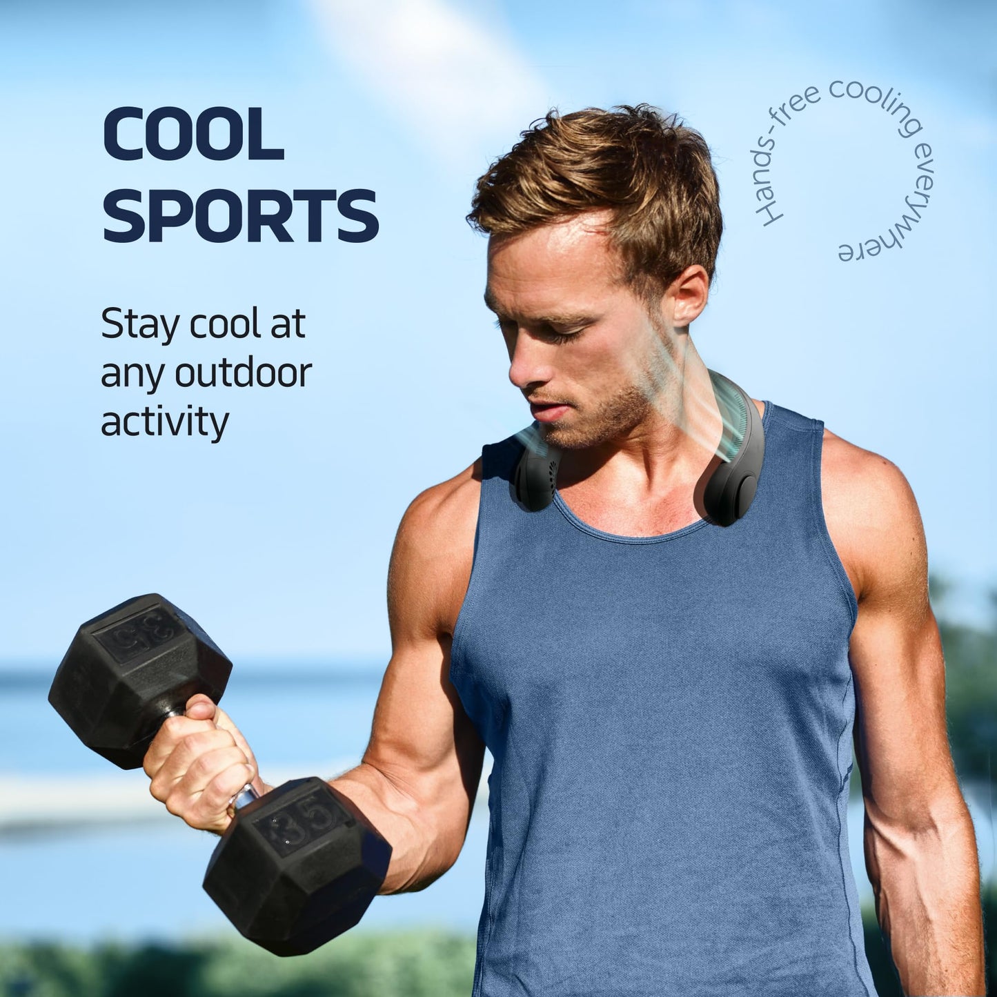 NEXAIR Portable Neck Fan Hands Free Cooling Lightweight Bladeless Neck Fan, 3 Speeds, 2400mAh Battery, 5H Runtime Black
