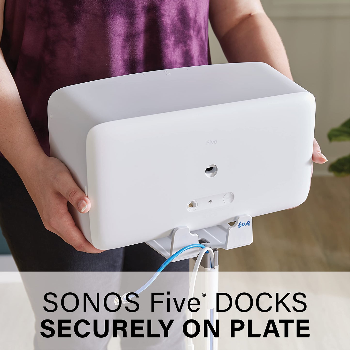 Sanus Wireless Speaker Stand for Sonos Five and Sonos Play:5 - Audio Enhancing Design for Vertical & Horizontal Audio with Built-in Cable Management &