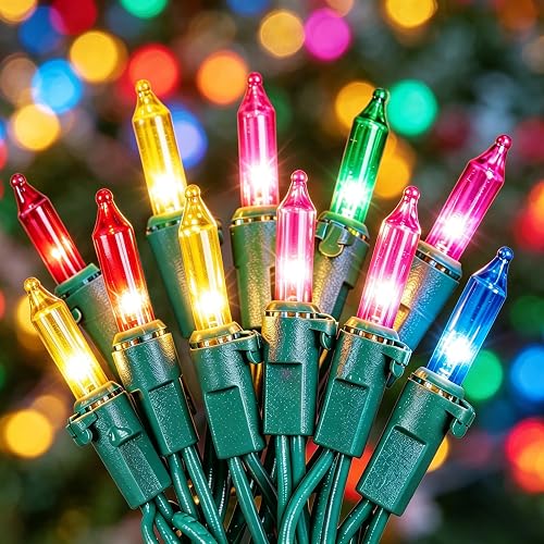 MYGOTO 2 Pack 23ft 100 Clear Mini Easter String Lights on Green Wire for Indoor/Outdoor Use,Connectable 120V Clear Tree Lights for Christmas Wedding