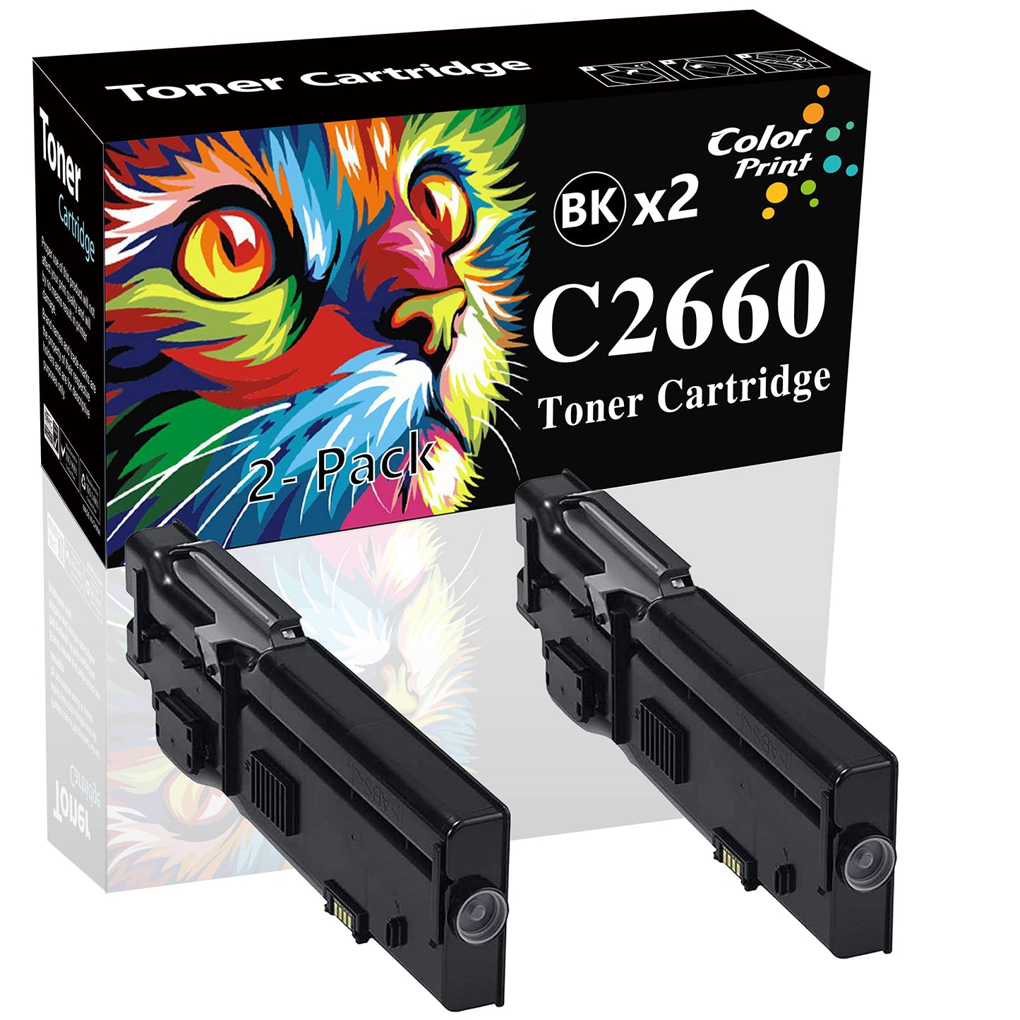 ColorPrint Compatible C2660DN Toner Cartridge Replacement for Dell C2660 2660 593-BBBU 2660dn C2665 2665dnf C2665dnf Laser Printer (2-Pack,Black,6,000