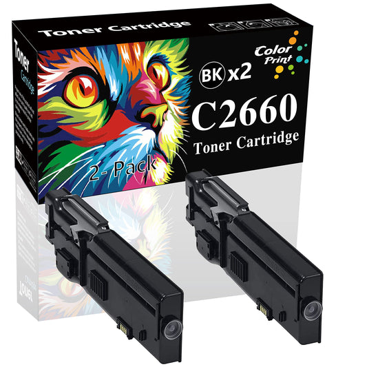 ColorPrint Compatible C2660DN Toner Cartridge Replacement for Dell C2660 2660 593-BBBU 2660dn C2665 2665dnf C2665dnf Laser Printer (2-Pack,Black,6,000
