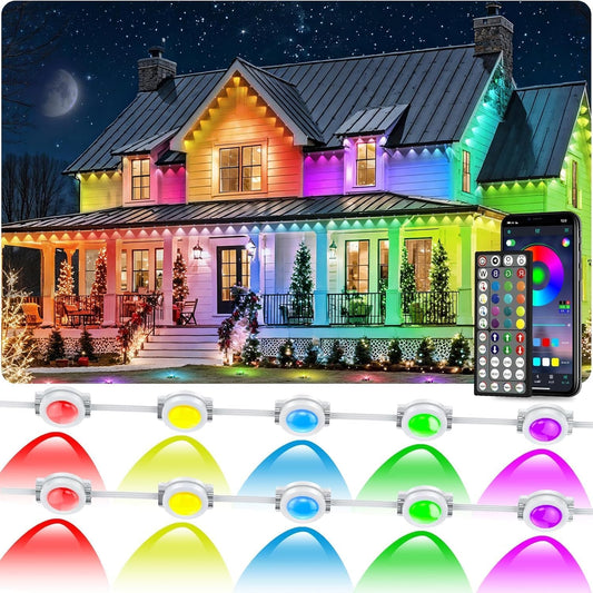 CETELUMA 300FT Permanent Outdoor RGB Lights, IP67 Waterproof Smart Eave Lighting, with App/Remote Control Eaves Light, DIY LED Scenes Modes for House