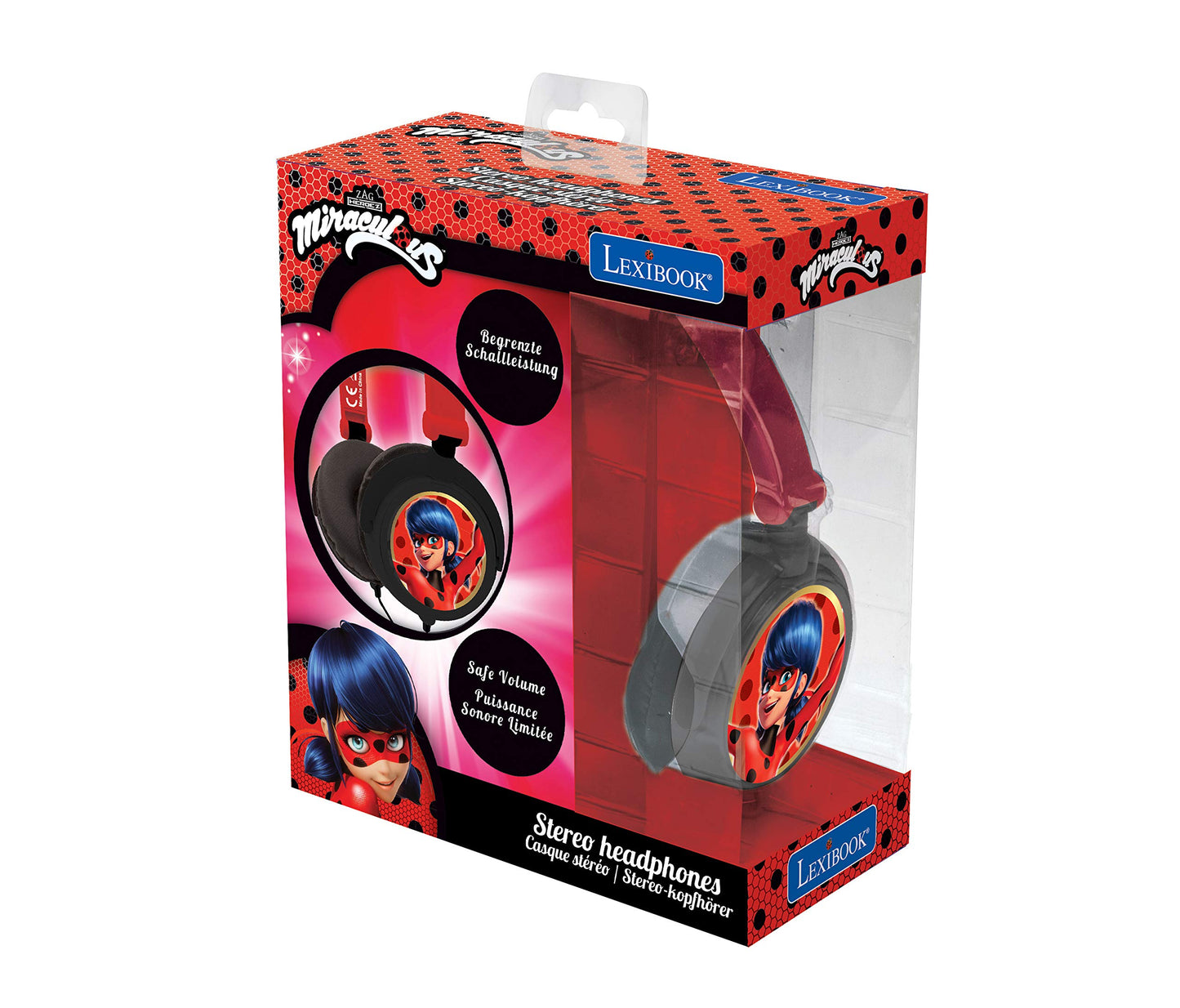 LEXiBOOK, Miraculous Ladybug Tikki, Stereo Headphones, Safe Volume, Foldable and Adjustable, red, HP015MI
