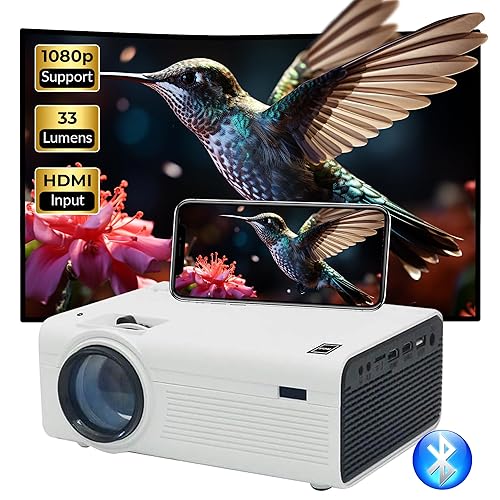 RCA PROJECTOR WITH FREE 100" FOLDABLE SCREEN AND BLUETOOTH | Portable Indoor & Outdoor Projector with 150 Inch Projection | Compatible with HDMI, USB