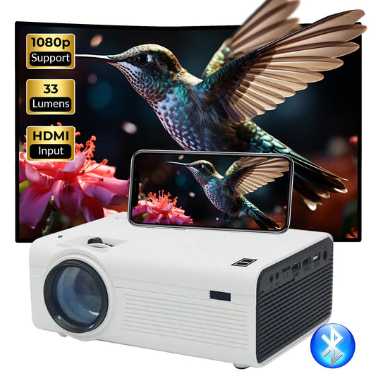 RCA PROJECTOR WITH FREE 100" FOLDABLE SCREEN AND BLUETOOTH | Portable Indoor & Outdoor Projector with 150 Inch Projection | Compatible with HDMI, USB