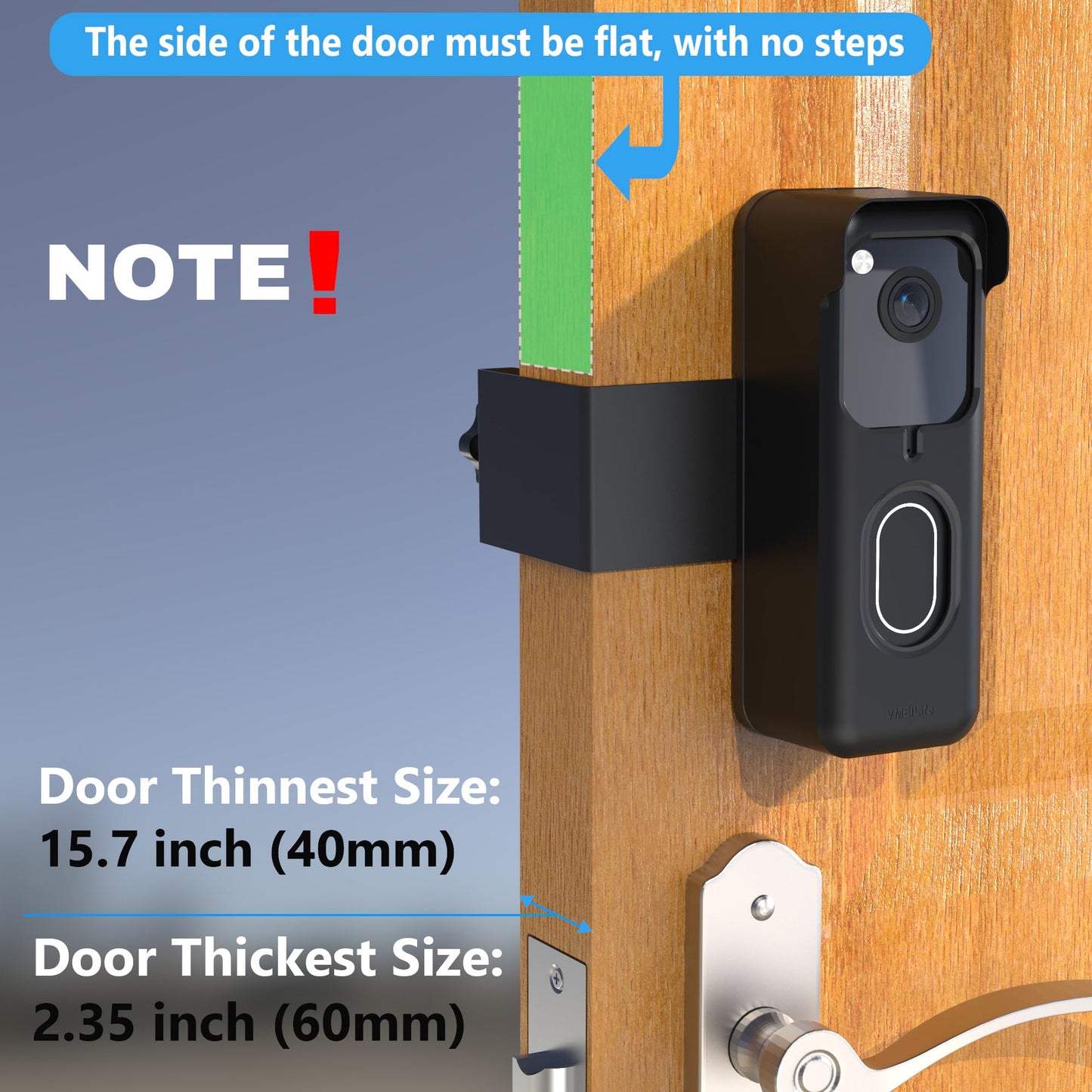 Blink Doorbell Mount,New Upgrade Anti-Theft Doorbell Mount for All Blink Video Doorbell (1st&2nd?, No-Drill Door Mount with Protective Case, No Block
