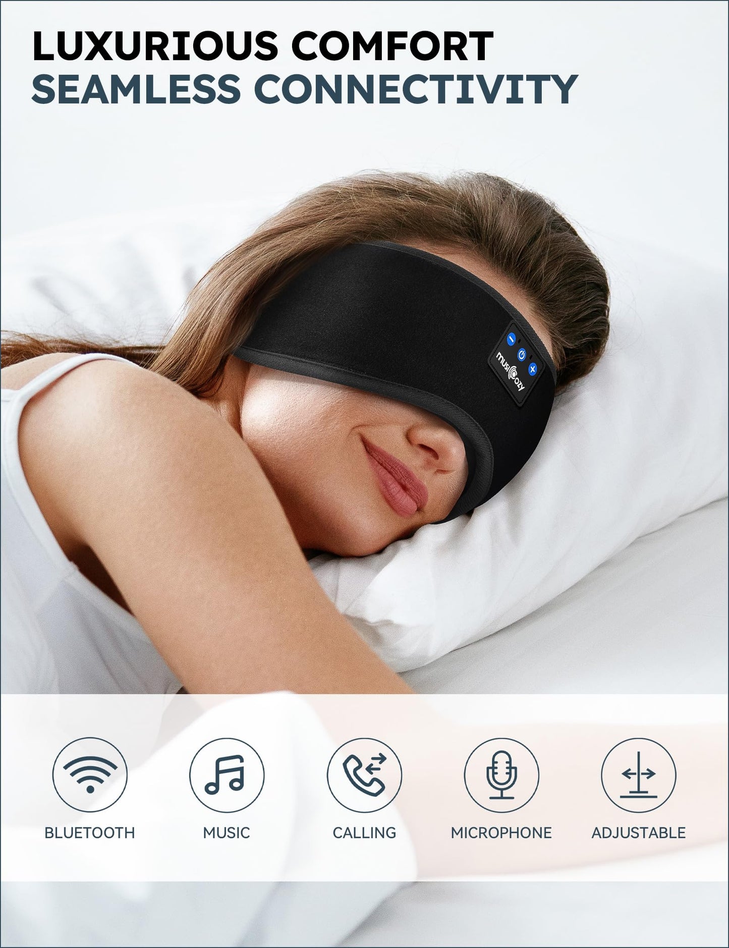MUSICOZY Sleep Headphones, Bluetooth 5.4 Sleep Mask Headband Headphones Sleeping Eye Mask, Wireless Music Earbuds Earphones with HD Stereo Speakers…