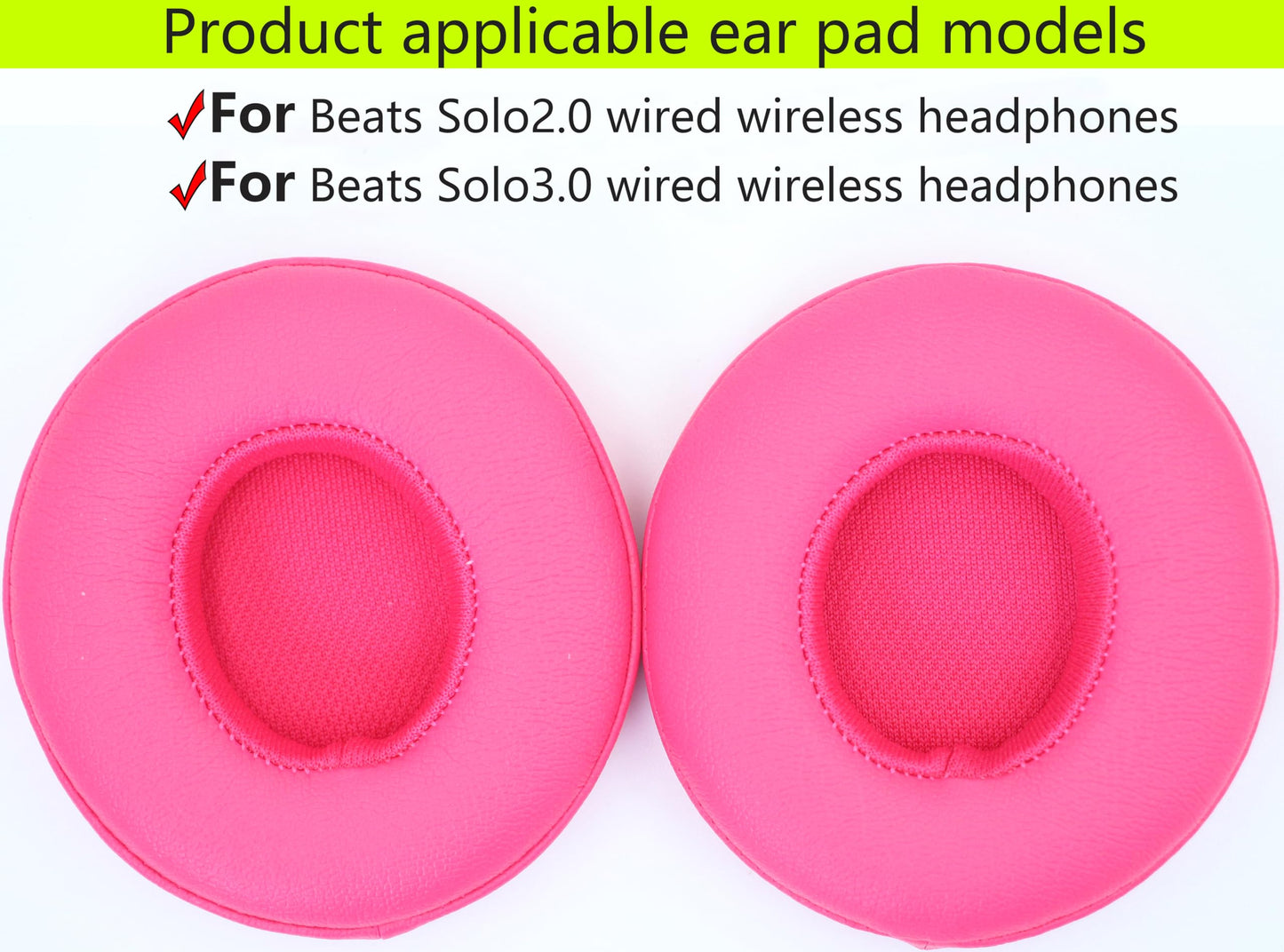Replacement Ear Pads Compatible with Beats Solo 2.0 Solo 3.0 Wired Wireless Headphones Soft Comfort Protein Leather Memory Foam Resilient?Rose red?
