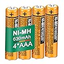 Triangle Power 4 Pack HHR-65AAABU NI-MH Rechargeable Battery for Panasonic 1.2V 630mAh AAA Battery for Cordless Phones