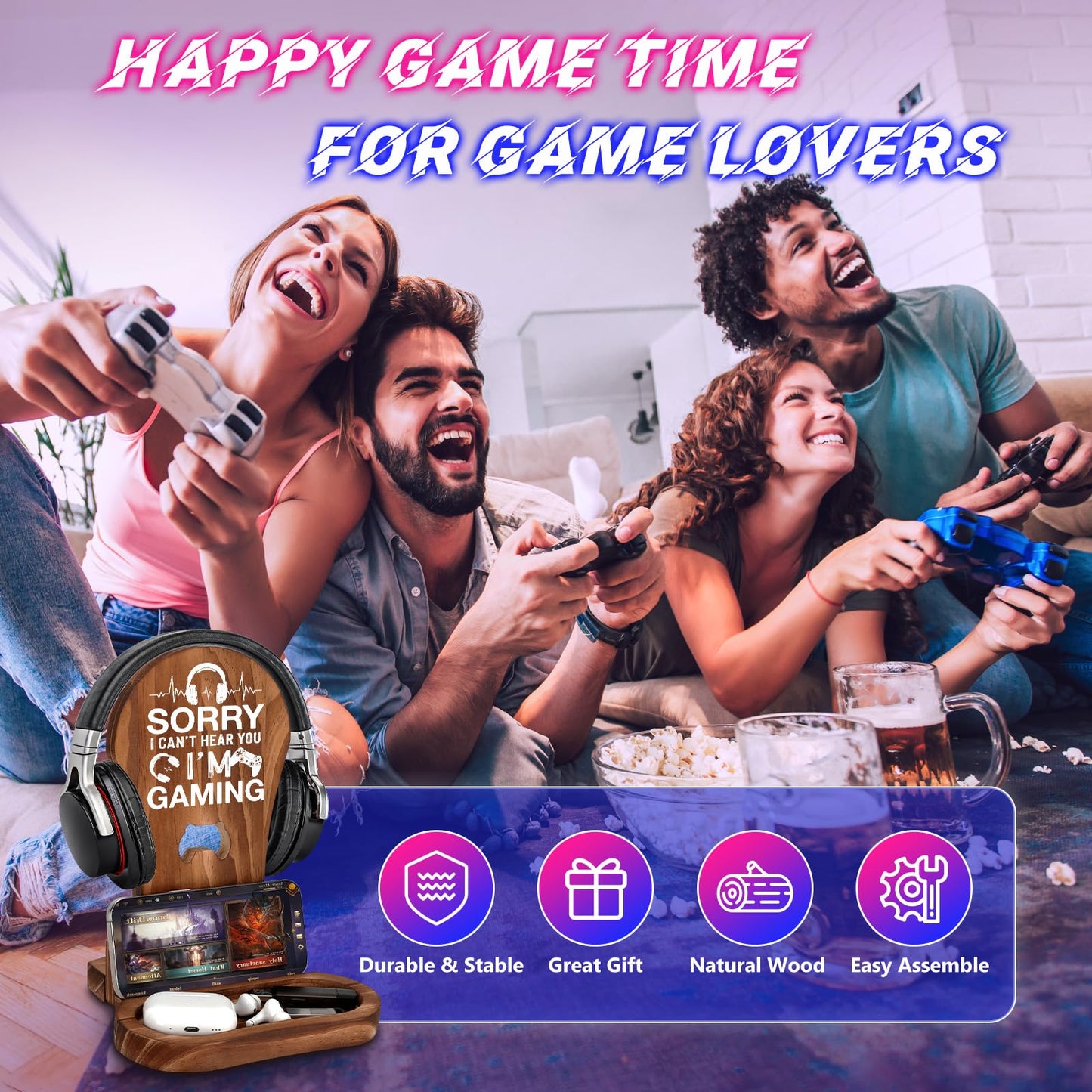 CryCarrot Gamer Gifts for Men Teenage Boys Birthday Fathers Day, Headphone Stand Gaming Birthday Gifts for Him Men Son Boyfriend Brother, Gamer Lovers