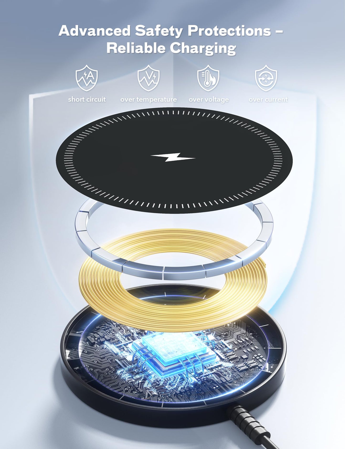 Bohuma Magnetic Wireless Charger - Compatible with iPhone 12-17 Series Airpods - Sleek Lightweight Design with Fast Charging - Ideal for Travel Work