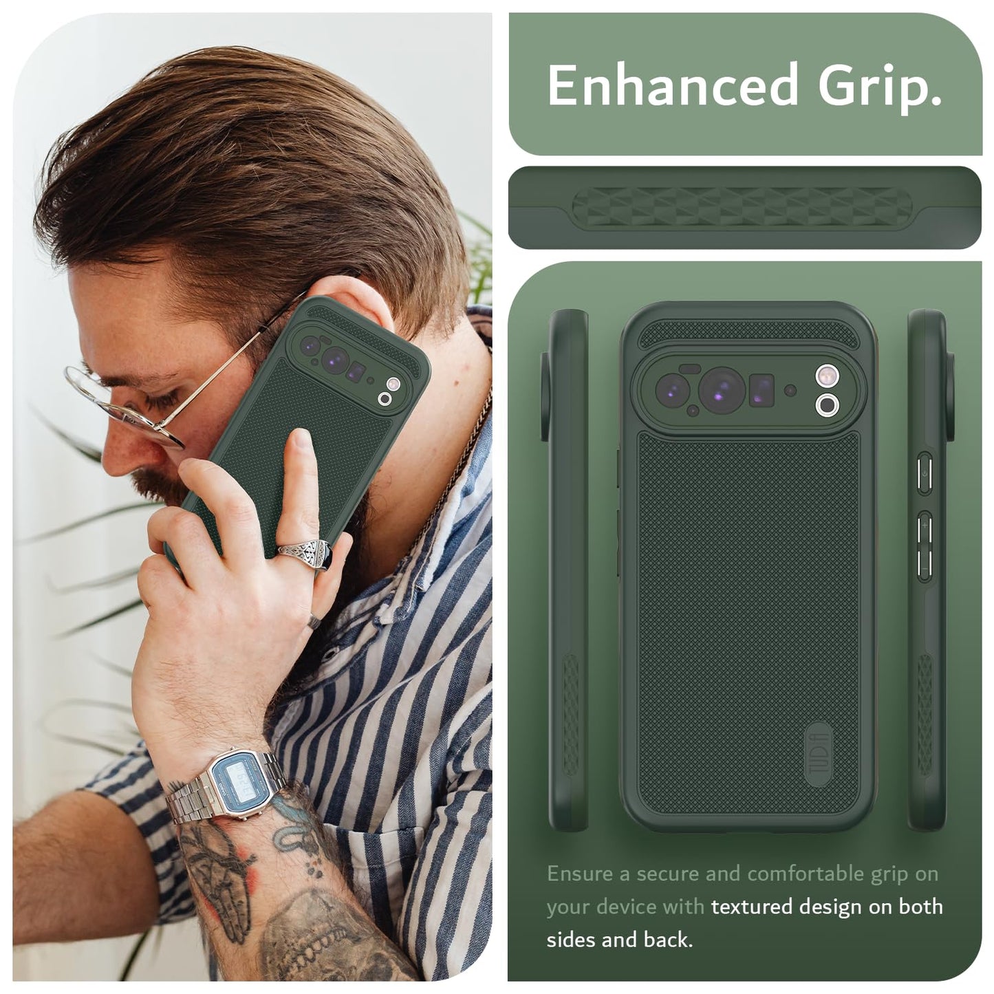 TUDIA MergeGrip [Military Grade] Cases for Google Pixel 10 Pro XL (2025), [Drop Tested] Dual-Layer Shockproof Rugged Slim Anti-Slip Heavy Duty