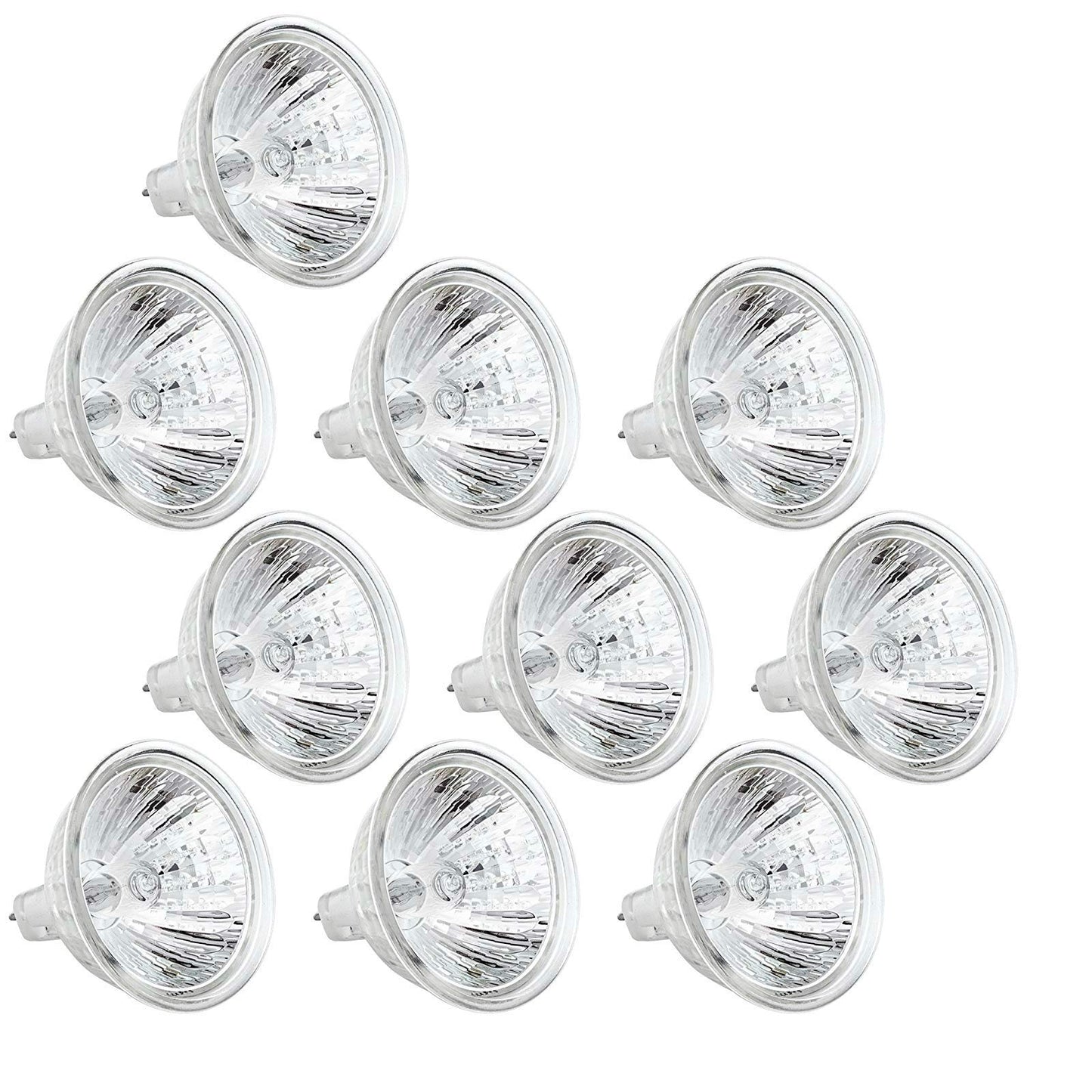 (Pack of 10) MR16 20W 12V GU5.3 Base Halogen Bulb Flood 2000Hr Life 2950K Warm White MR16 Halogen Light Bulb