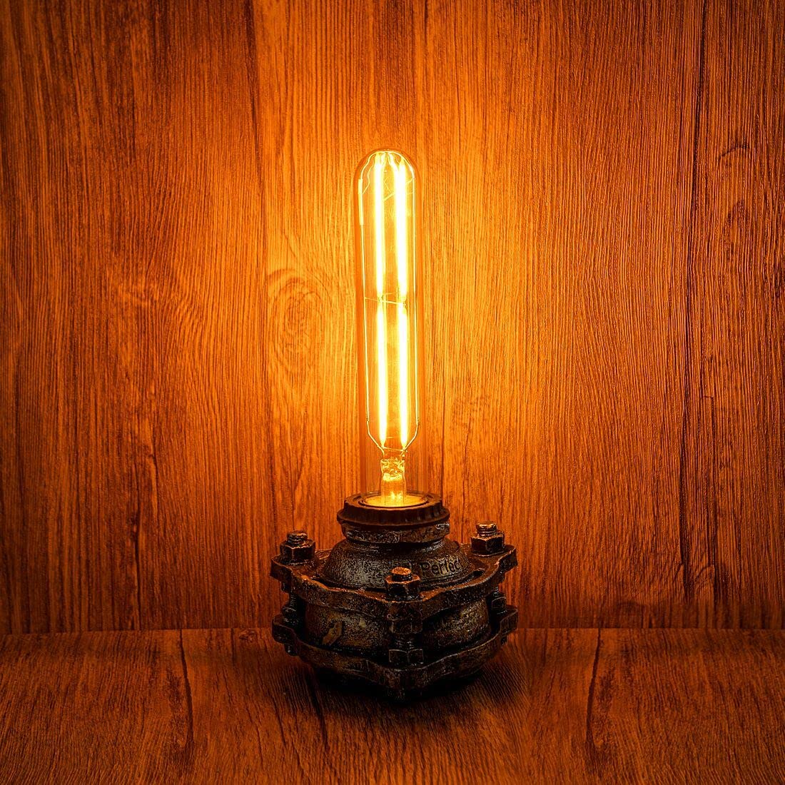 VCTC Lighting E26 LED Bulb Dimmable Amber Tubular Edison Bulb, 6W Equal 60 Watt Light Warm 2200K,T10 for Rustic Pendant,Industrial Wall sconces Bulbs