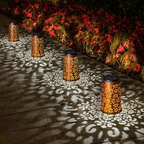 MOLEBIT 4 Pack Solar Hanging Lanterns Outdoor