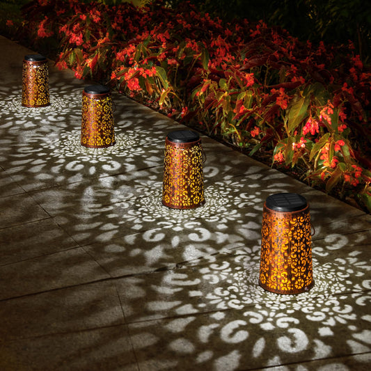 MOLEBIT 4 Pack Solar Hanging Lanterns Outdoor