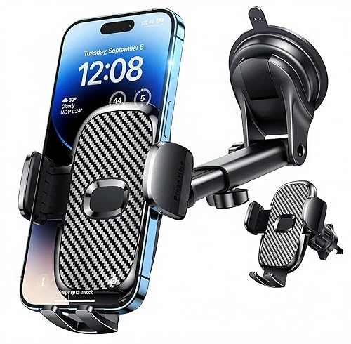 FESIYOYE Car Phone Holder[Military-Grade 360°Suction Cup] Phone Holders for Your Car Universal Accessories Air Vent Dashboard Windshield Phone Mount