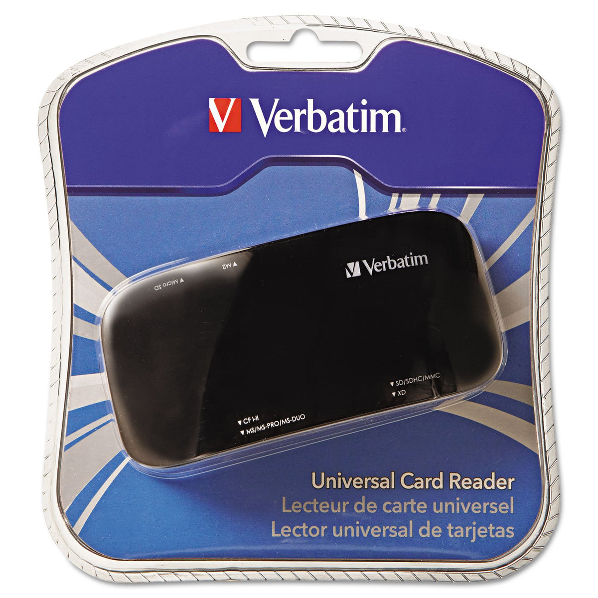 Verbatim Universal USB 2.0 Card Reader, Multi-Format, USB Cable, Black