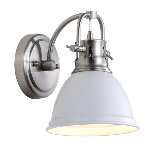SAFAVIEH SCN4053B Lighting Lawson Brush Nickel and White Bathroom (LED Bulb Included) Sconce