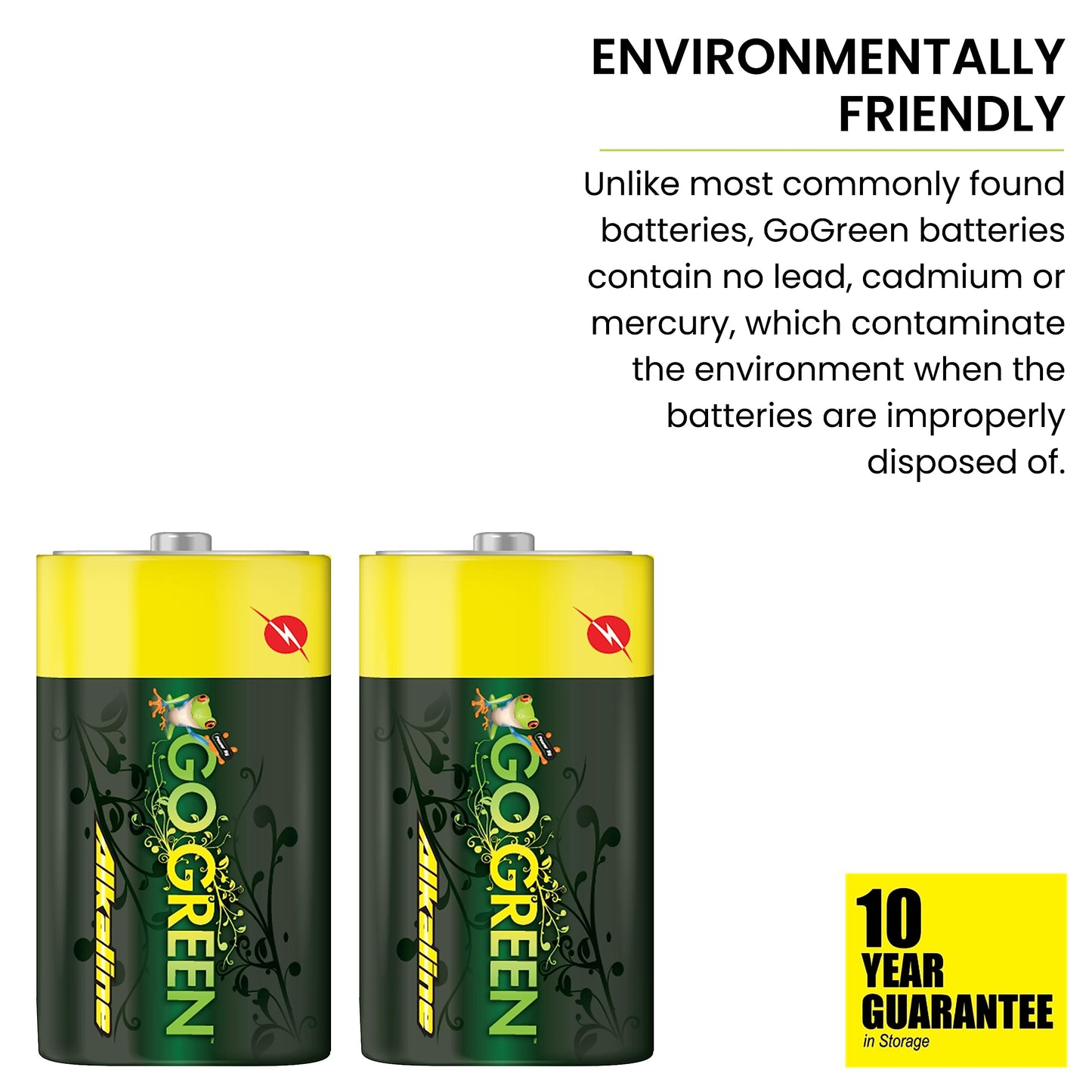 GoGreen Power (24013) Eco Friendly Alkaline C Batteries - No Lead, Cadmium or Mercury - Pack of 12