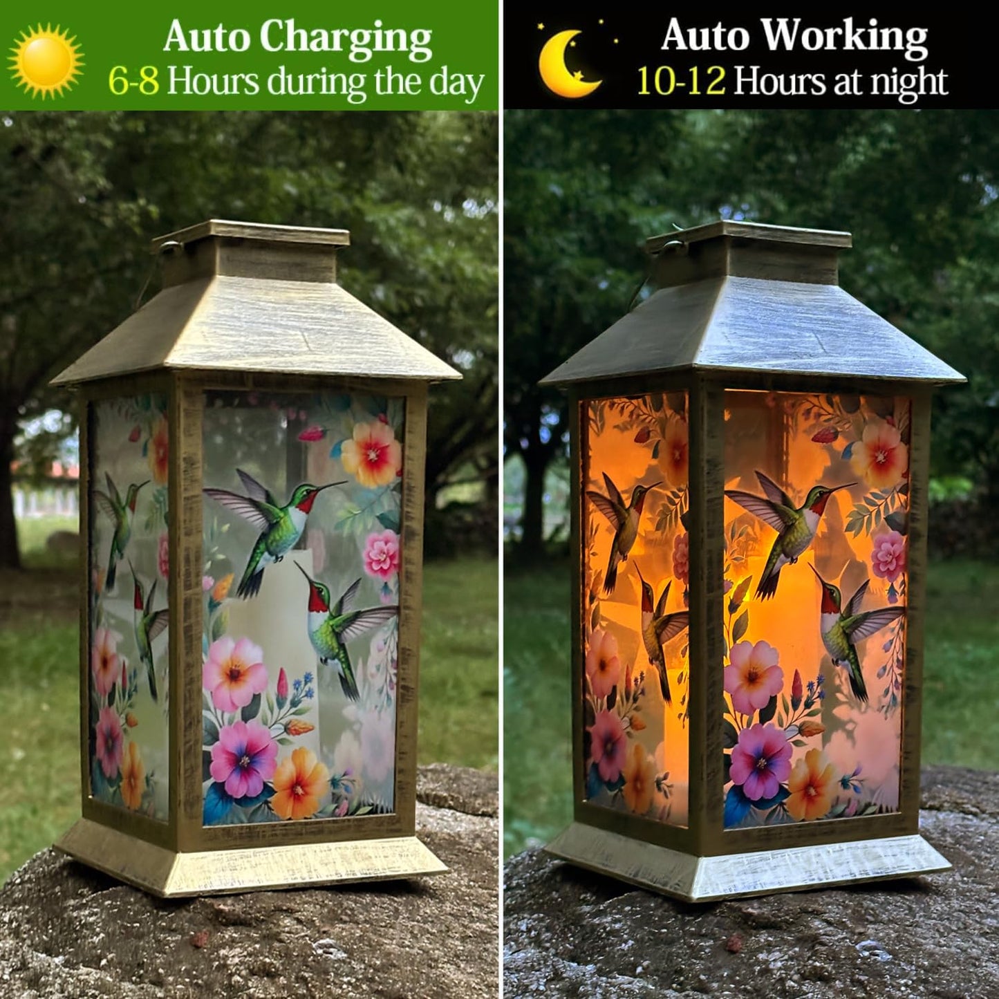 Solar Outdoor Lantern Garden Hanging Waterproof Lanterns PVC 3 LED Flickering Flameless Candle Decorative Lights for Table,Outdoor?Mothers Day